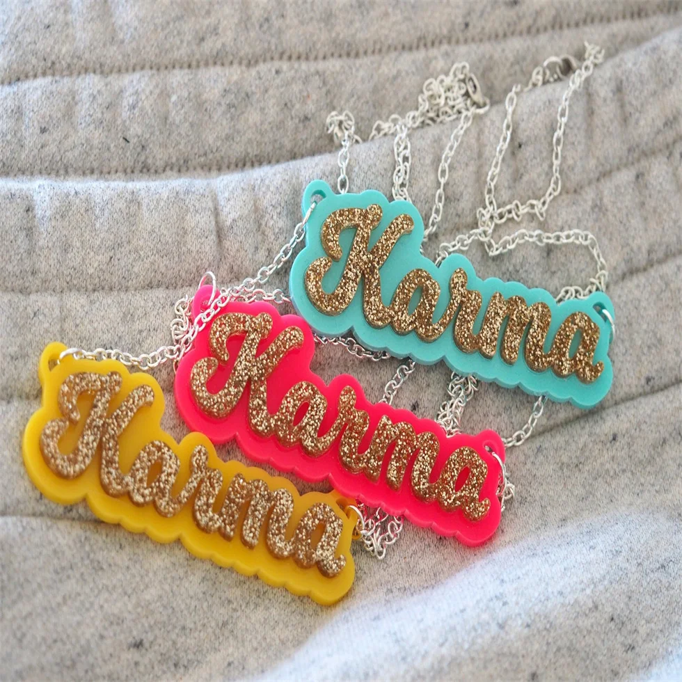 Custom Acrylic Name Necklace Personalized Men Women's Name Pendant Jewelry Child's Necklace Jewelry Gifts For Mom Baby