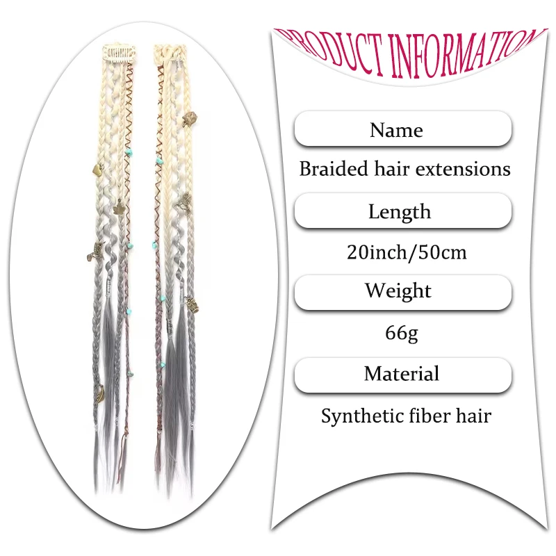 Treccia per capelli stile bohémien, piccola treccia intrecciata, per donna, con clip BB, stile Hot Girl Boxing Braid - immagine 2