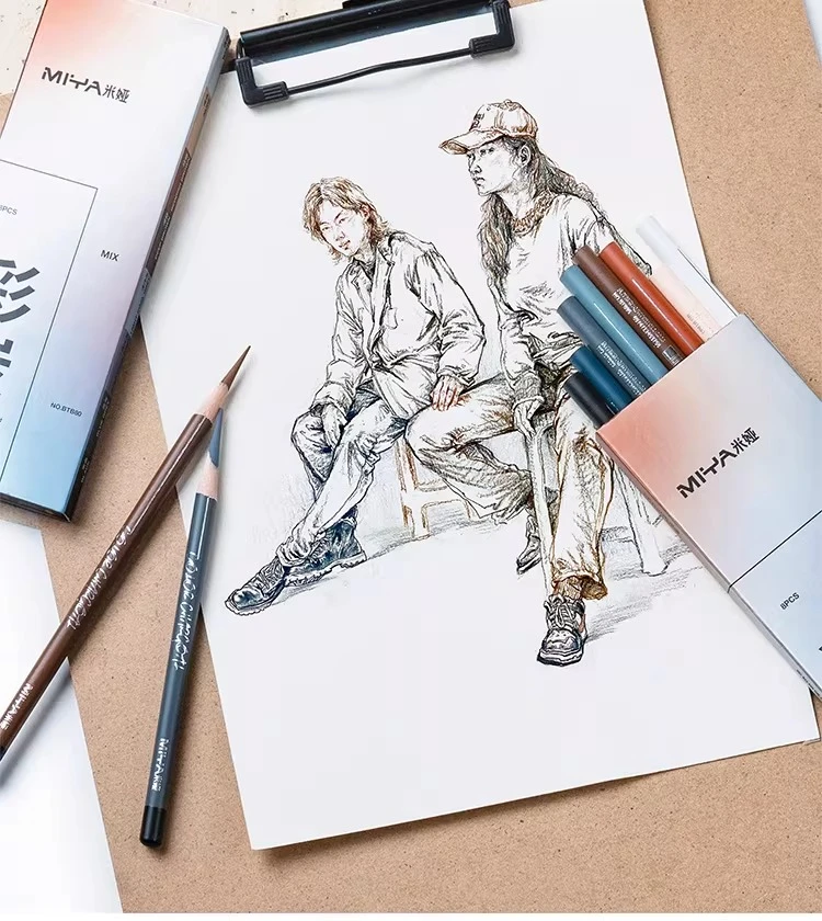 8/16/24PCS 미야 미술 학생용 컬러 숯 연필, 흰색 형광펜으로 숯을 그림 그리기 위한 도구, 소프트 코어 드로잉 도구