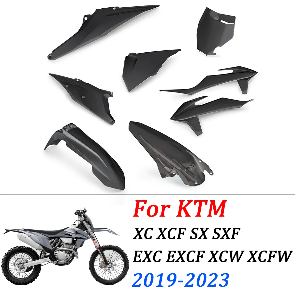 Motorrad Voll kunststoff Kit Karosserie Verkleidung Abdeckung Kraftstoff tank Kotflügel Kotflügel Seite für ktm exc 125/500 tpi XC-W 2007-2014 2013-2018