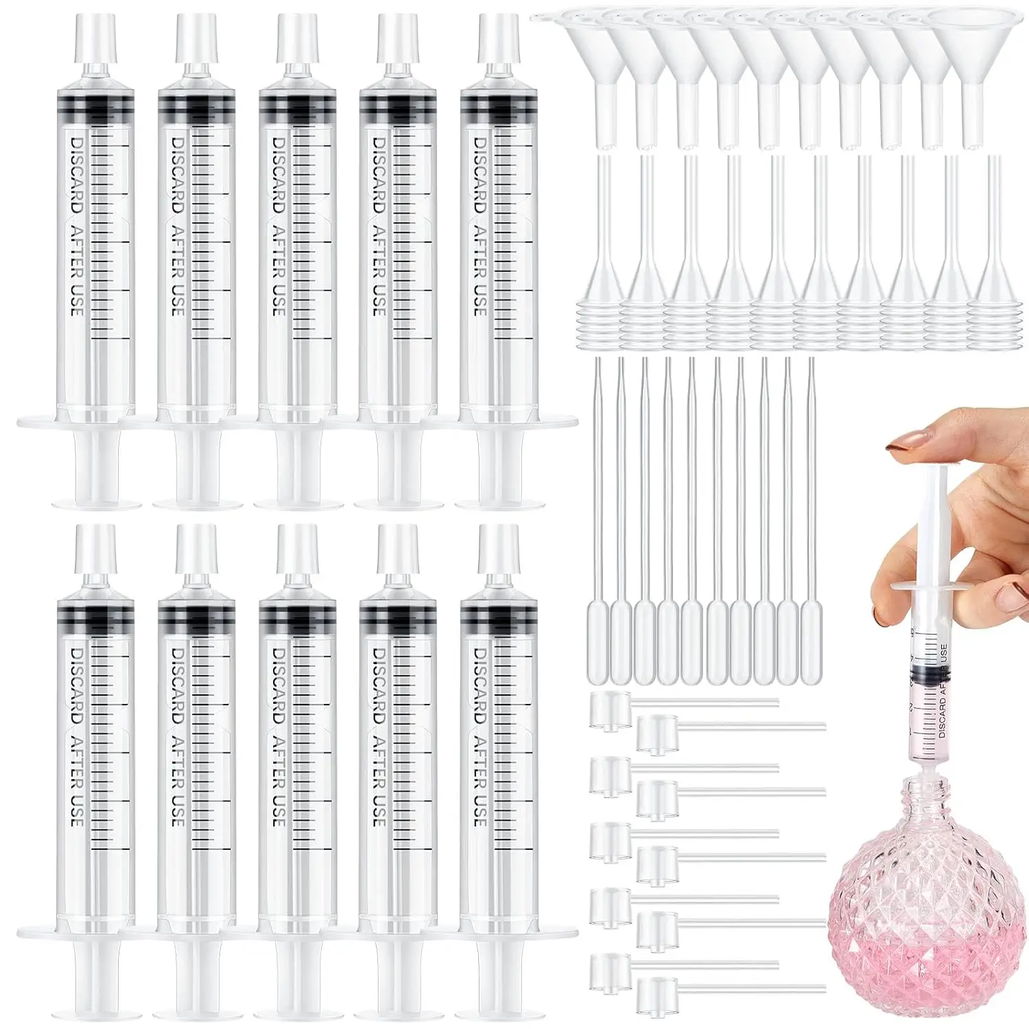 Perfume Refill Pump Tool 25/50PCS perfume refill pump tool transfer kits including funnel dispensing pump syringe dropper and squeeze dropper
