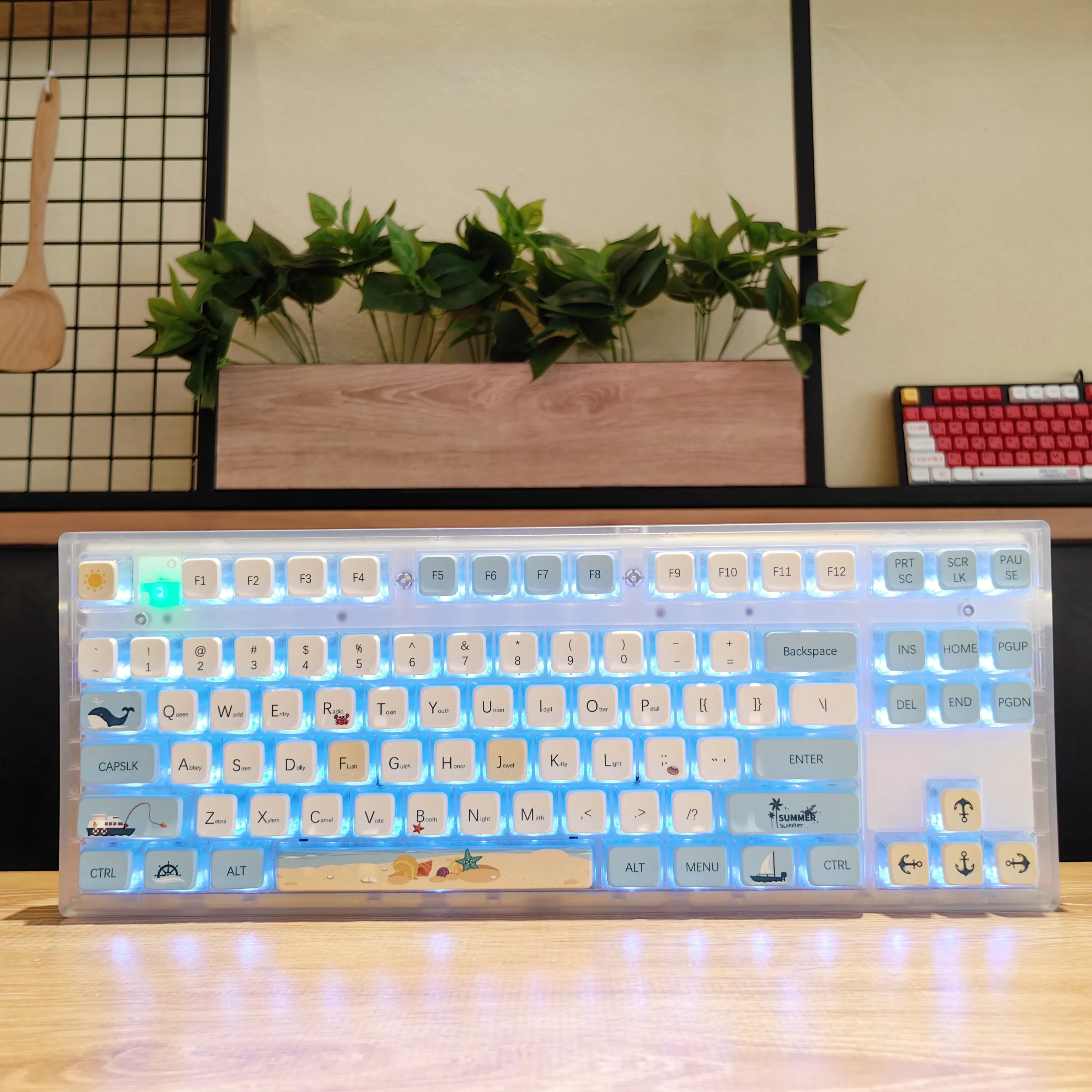 azuis brancos da baleia, Sublimação dupla PBT, 118 Keycaps ASA chave