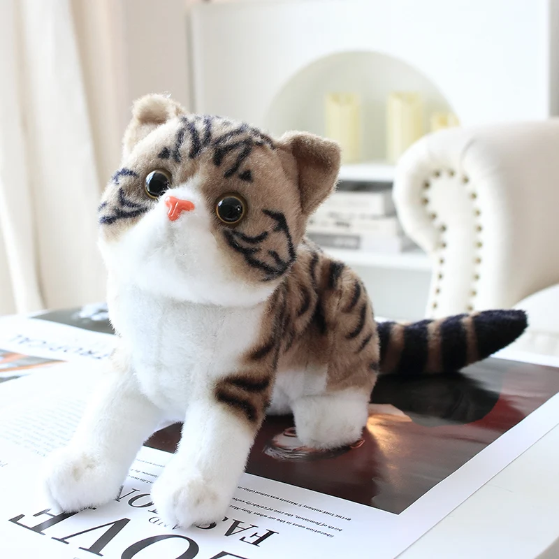 レトロ　ぬいぐるみ　ネコ　とら　動物のあかちゃん　ペット　可愛い　リアル Kawaii-子供用の猫のぬいぐるみ26cm,柔らかい赤ちゃんのおもちゃ