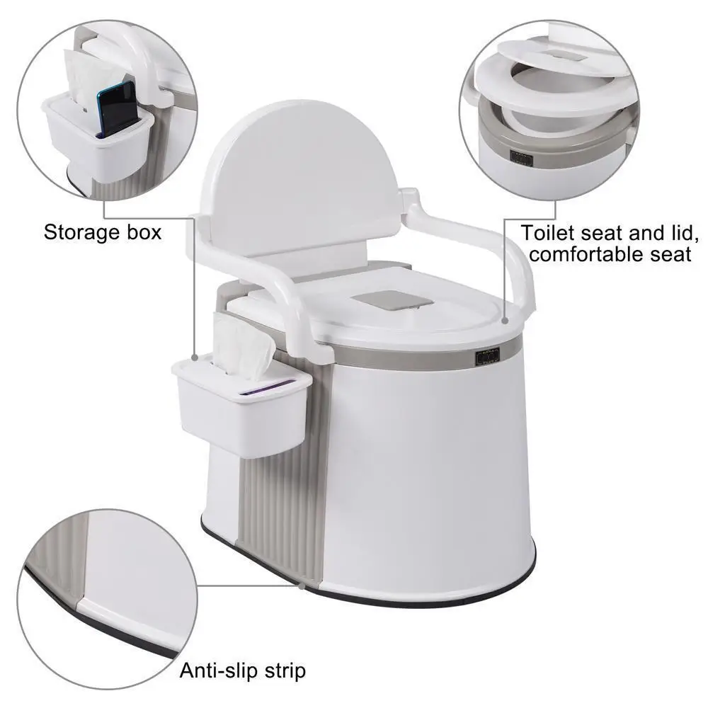 5L Camping Portable Toilet Travel Outdoor/Indoor Commode Potty +Tissue Box