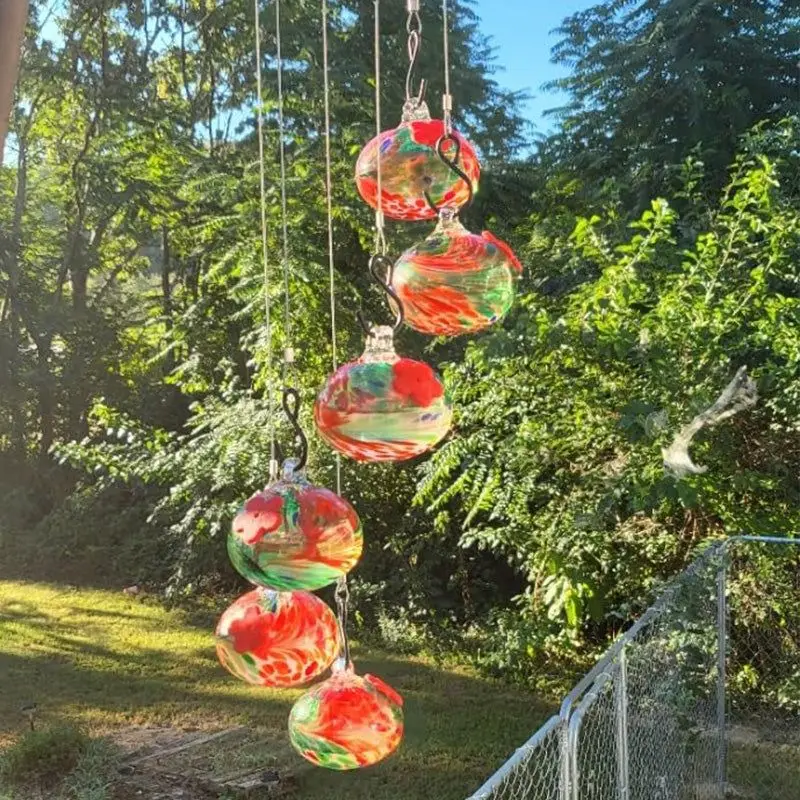 Wind Chimes Hummingbird Feeders for Outdoors Hanging Glass Bird Feeders Bird Feeding Station for Outside Garden Backyard Decor
