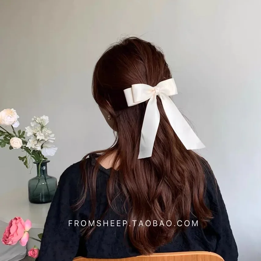 Fashion Fabric Hair Bow Hairpin for Women Girls Ribbon Hair clips Black White Bow Top Clip Female Hair Accessories replacement fabric for cantilever umbrella sand white 300 cm