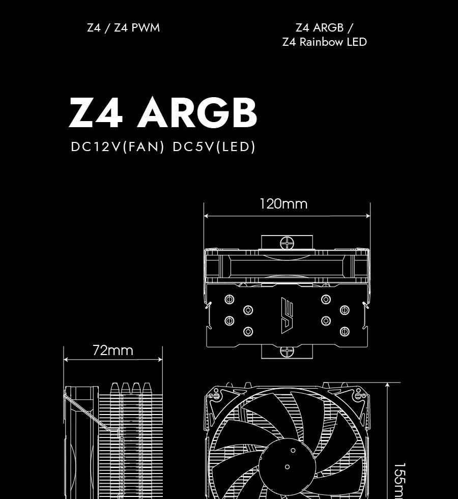 Darkflash Z4 Rgb 4 Heat Pipes Tower CPU Cooler 5V 3 Pin 4 Pin PWM Heatsink Air Cooler for Intel LGA 115X 1200 1700 AM4 AM5 26 S65641c45bca14c48b5adb5bff258a948e
