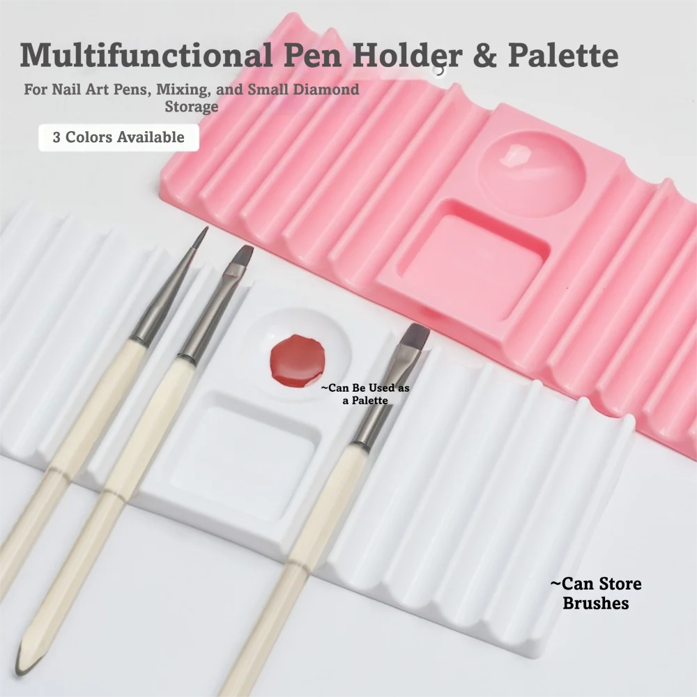 Multifunktionaler Doppel-Formhalter mit 10 Fächern und Farbpalette, Nagelkunst-Werkzeughalter, Nagelpinselhalter – Detail 5