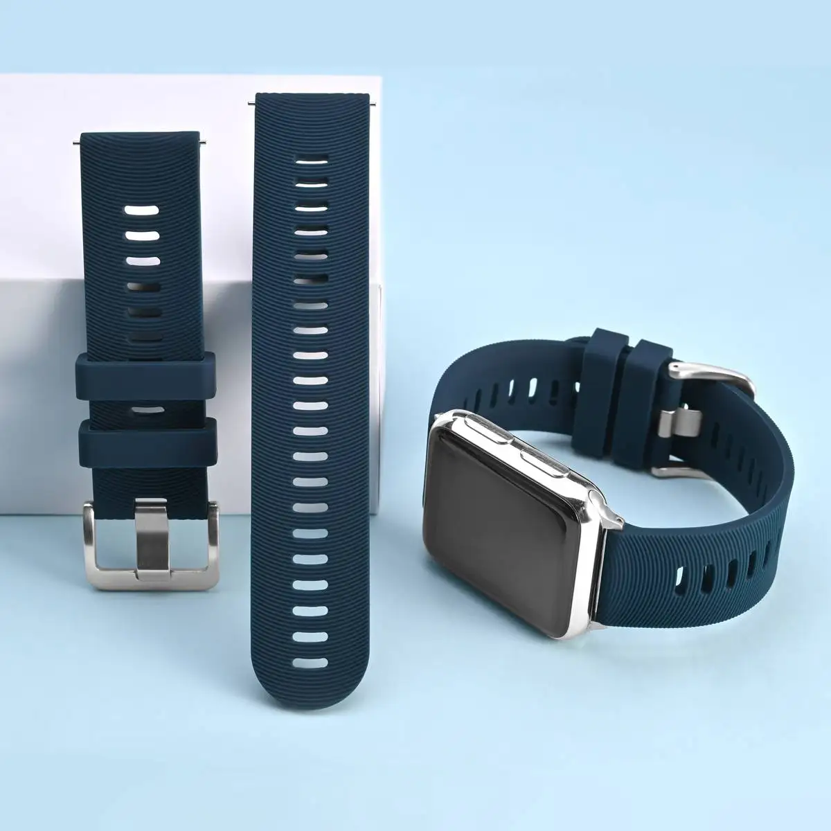 WOCCI Silicone Watch Band with Arch Stripes Texture 18mm 20mm