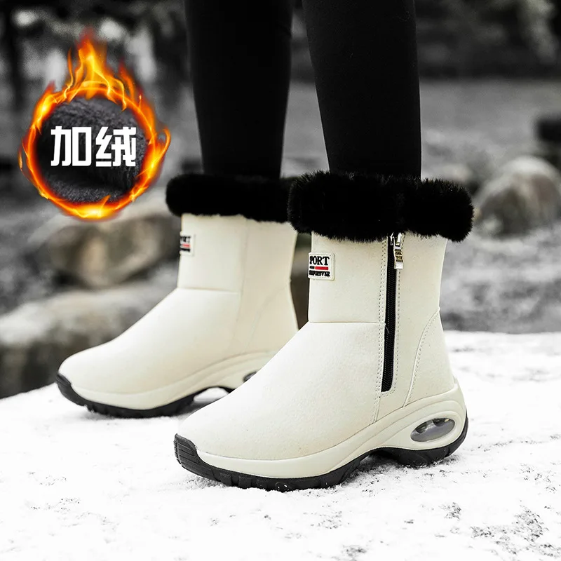 Cold Resistance -30℃ Women & Girls Hiking Shoes Fashion Air Cushion High Top Winter Outdoor Snow Boots Size 36-42
