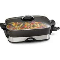 16-inch Electric Foldaway Skillet, Black,compact storage,deluxe nonstick surface,heat control removed,dishwasher safe 1