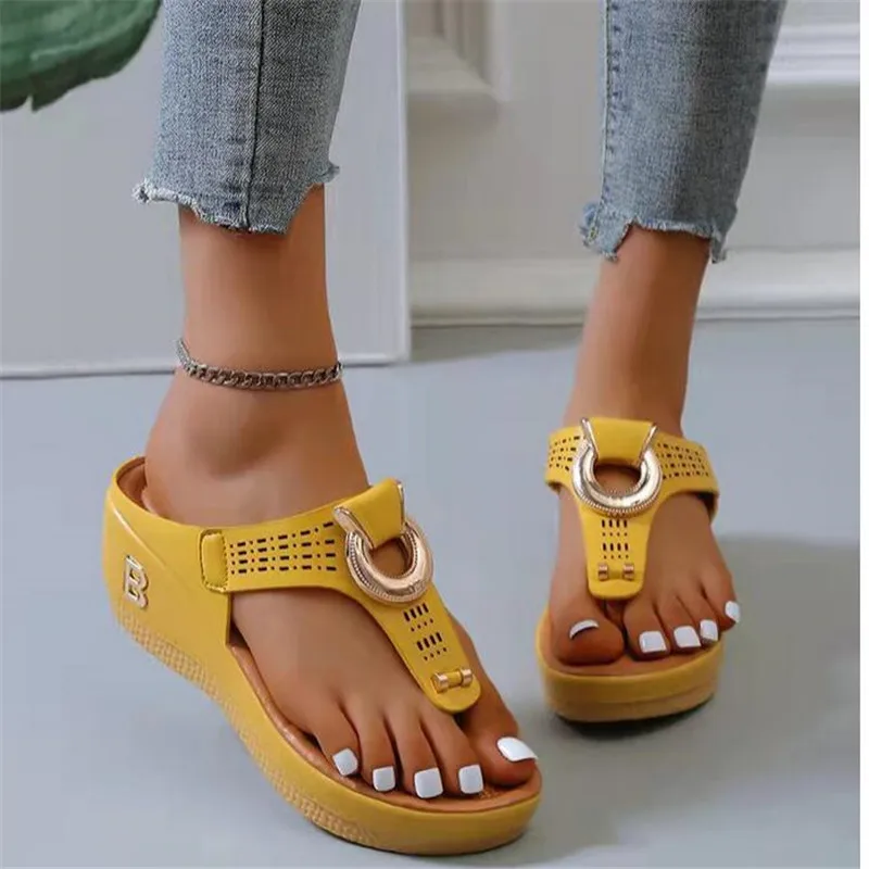 

2023 Summer Women's Sandals Rome Wedges Slippers Causal Platform Beach Shoes Plus Size 43 Flip Flops Comfortable Ladies Slides