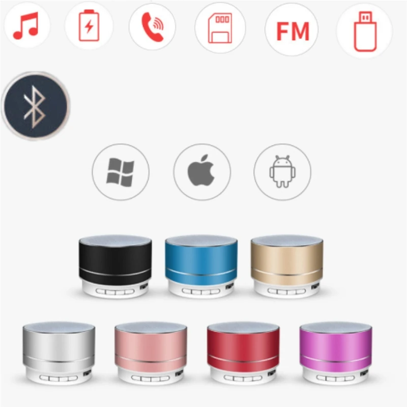 Mini Portable Speaker Bluetooth Wireless Car Audio Support TF Card USB Charging speakers Metal subwoofer 5.0 stereo | Электроника
