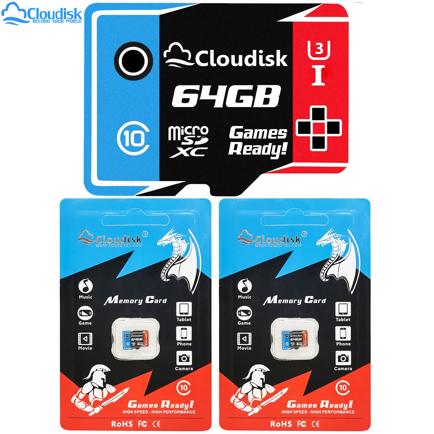 

Cloudisk Games Ready 3Pack Micro SD Video Card 256GB 128GB 64GB 32GB U3 Microsd TF Flash Memory Card 16GB 8GB 4GB C10 For Phone