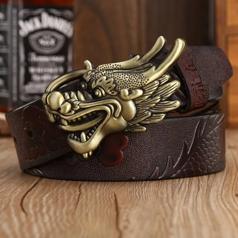 

High Quality Male Genuine Leather Strap Luxury Wide Fashion Cowskin Gold Belt male 3.8CM Dragon Belt Men Designer Belts