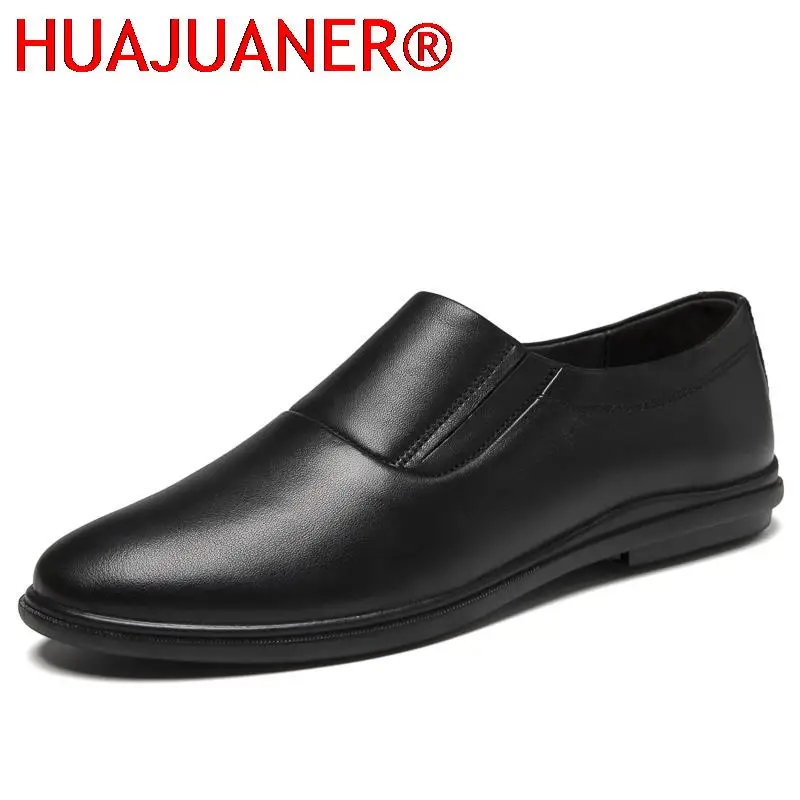 

Туфли мужские из натуральной кожи, без застежки, лоферы, повседневная обувь для вождения, мягкая обувь на плоской подошве, деловая обувь