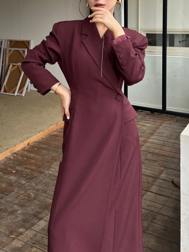 BJTZ Mid-length Office Lady Blazers Jacket For Women 2024 Spring Autumn New Trend Versatile Waist Single Breasted Blazer Coat