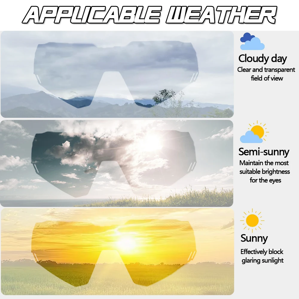 Unisex Photochromic Sports Sunglasses for Outdoor Activities with UV400 Protection