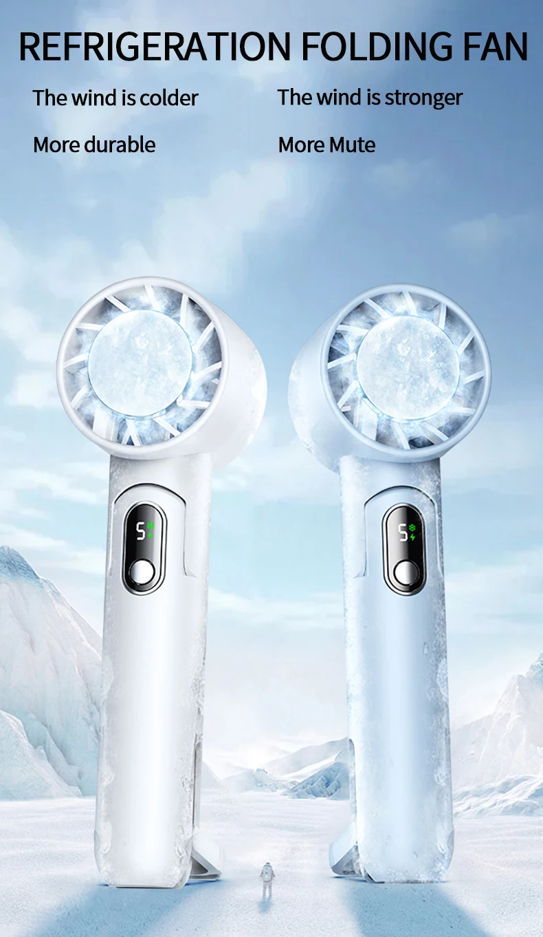 Description Picture 2 of itemFolding cooling fan Colder wind Semiconductor Refrigeration Handheld Fan 4000mAh USB Rechargeable Cooling Fan Air Cooler Outdoor