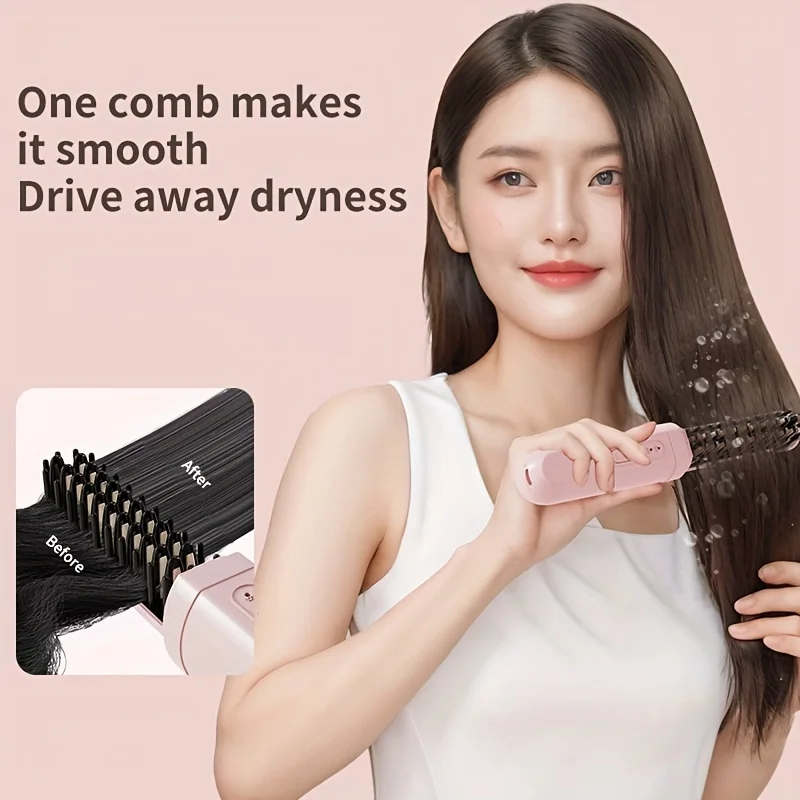 2 in 1 Electric Hot Heating Comb Hair Straightener Curler Wet Dry Hair Iron Straightening Brush Styling Too