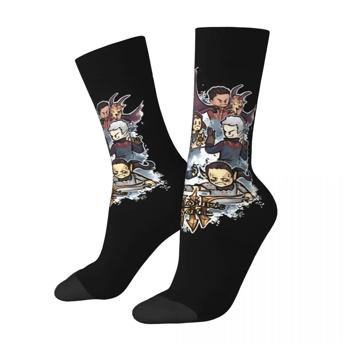 Crazy Compression Bg3 Sock For Men Hip Hop Harajuku Baldurs Gate 3 Happy Seamless Pattern Stampato Boys Crew Sock Regalo Casual