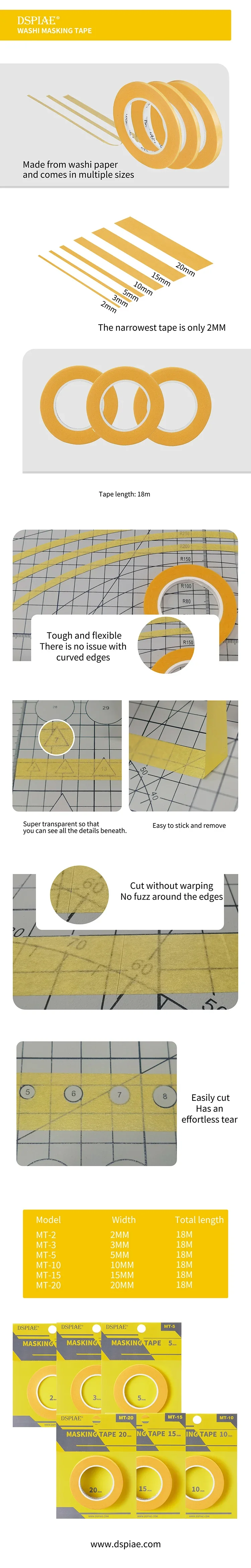 DSPIAE MT series spray painting coloring and spraying special genuine paper cover tape 2MM-20mm