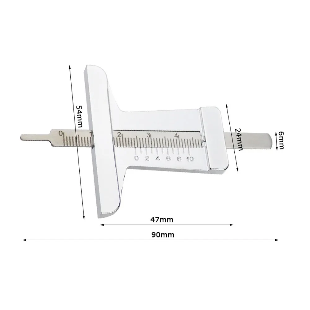 스테인레스 스틸 타이어 트레드 깊이 게이지 0-50mm 정밀 측정 트레드 마모 표시기 차량 검사 깊이 게이지