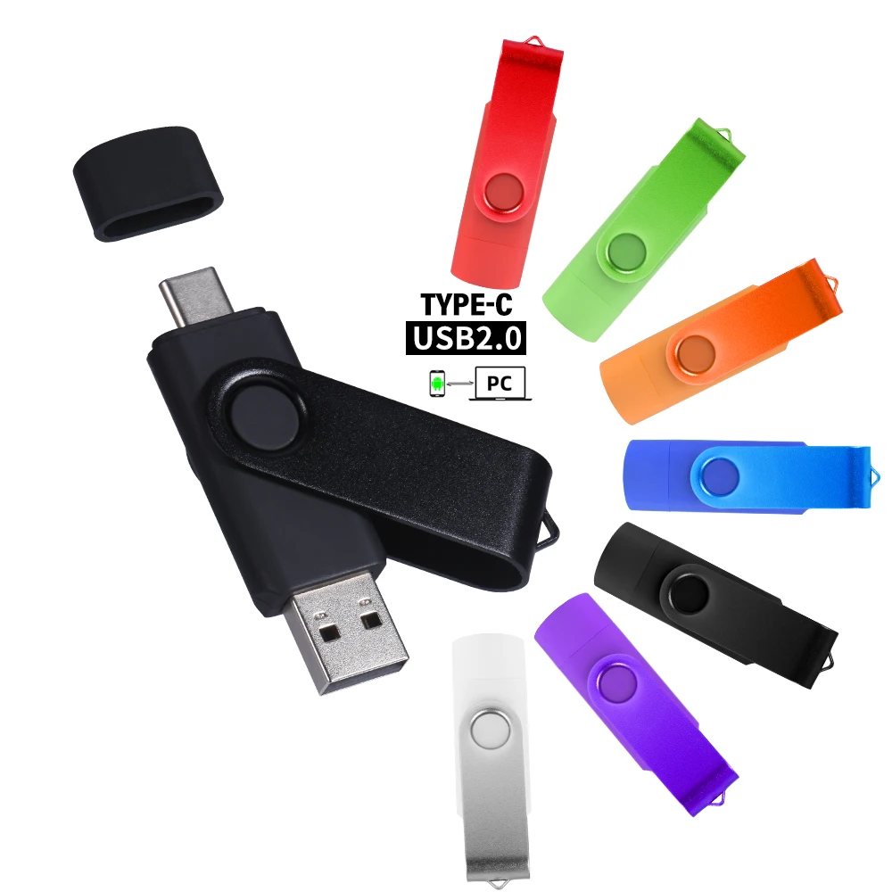 타입-C 2-in-1U 드라이브 128GB 메모리 스틱 레드 64GB 펜 드라이브 32GB 16GB 8GB 4GB USB 드라이브 휴대폰 및 태블릿에 적합