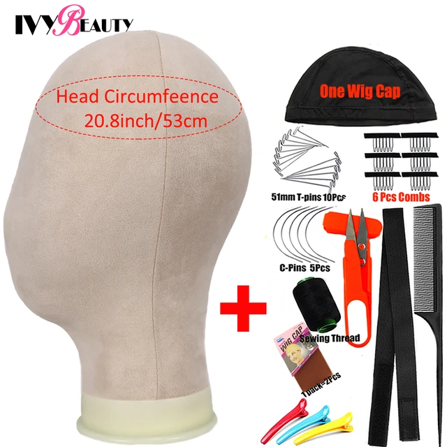 Canvas Block Head Wig Stand Holder Training Mannequin Head Display Styling  Manikin Head For Making Wigs Hair Extension