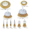 Wire Brush Wheel Cup Brush Set,Set Coarse Crimped 1/4 Inch Shank Wire Wheel for Drill Attachment Copper Wire Brush 6