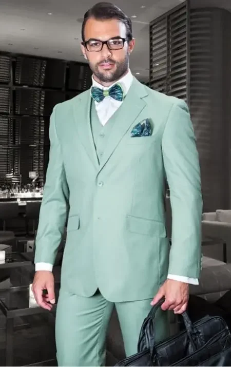 

Mint Green Wedding Suits For Men Custom Slim Fit 3 Piece Prom Tuxedo Groom Blazer Smart Business Terno Masculino Costume Homme