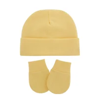 Autumn Winter Newborn 2/3 Pcs Hat Gloves And Socks Set For Baby Boys Baby Girls Cotton Soft Headwear Solid Color Infant Nightcap 4