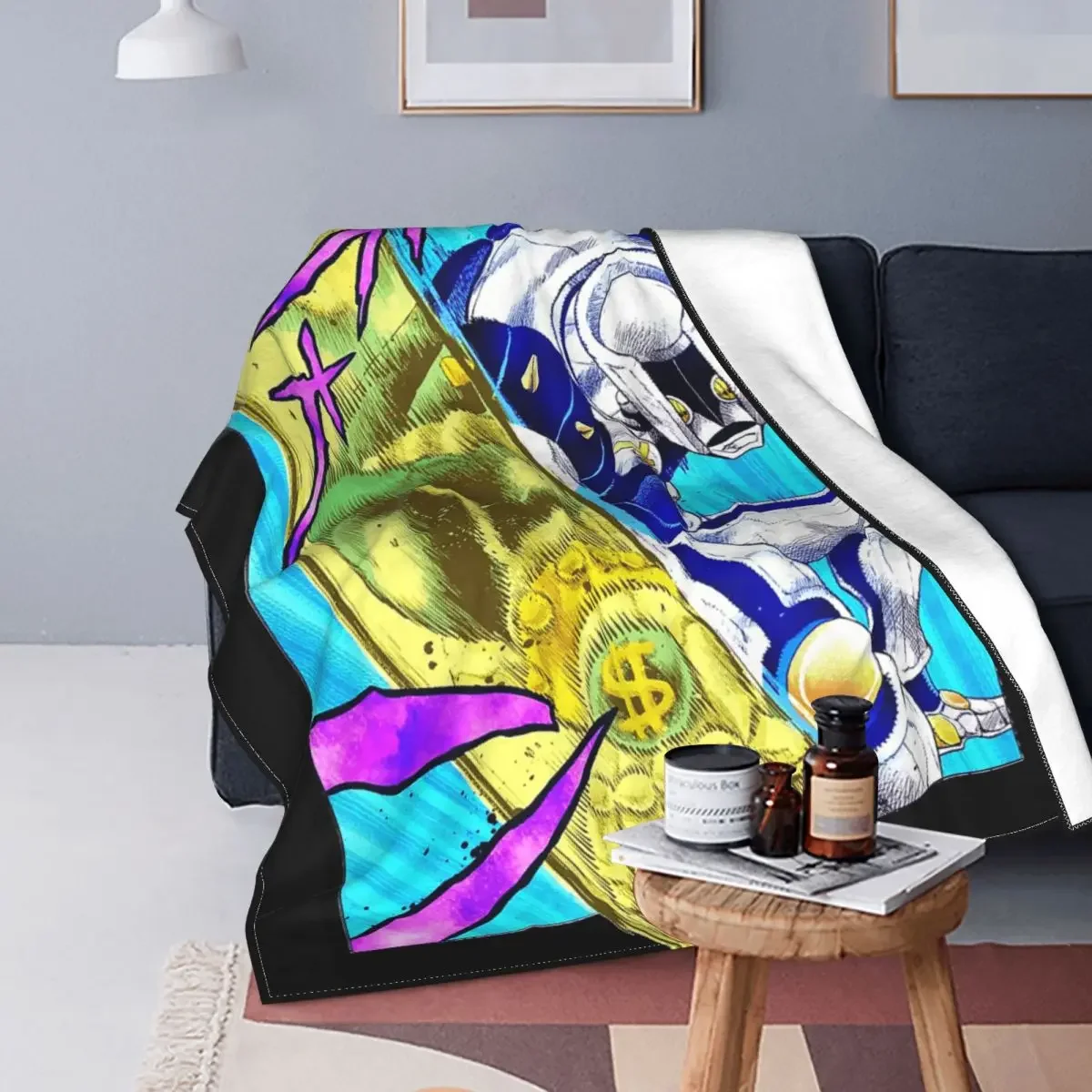 

Anime Jojo's Bizarre Adventure Flannel Blanket Jojos No Kimyou Na Bouken Awesome Throw Blankets for Sofa Bedding Lounge Quilt
