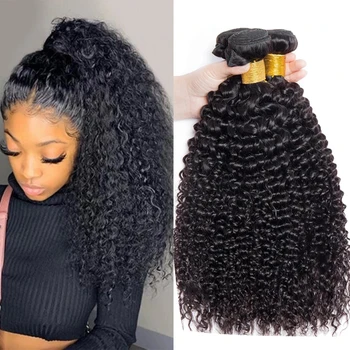 Extension di Capelli Umani Ricci Afro Brasiliani, 1/3/4 Fasci di Capelli Remy Naturali per Donne di Colore