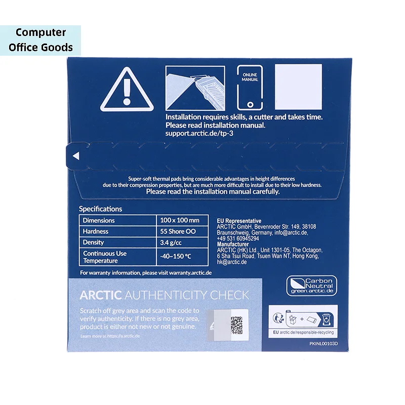 【1PC ARCTIC TP-3 100x100MM 0.5/1/1.5MM 두께 열 패드 고성능 특히 부드러운 필러 브리징】