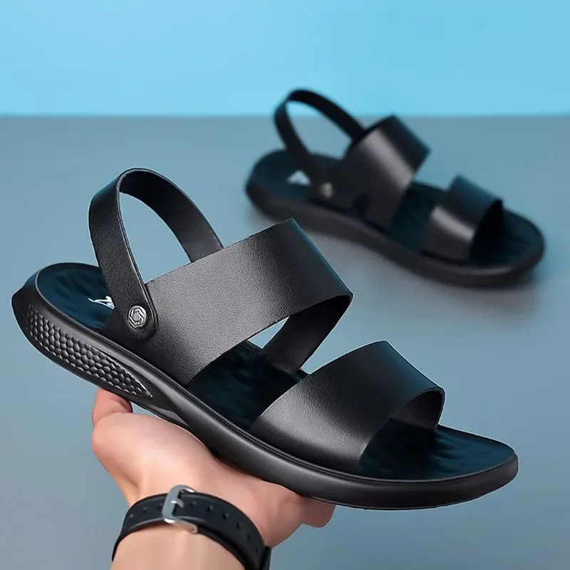 Men Summer Genuine Leather Sandals Casual Shoes Beach