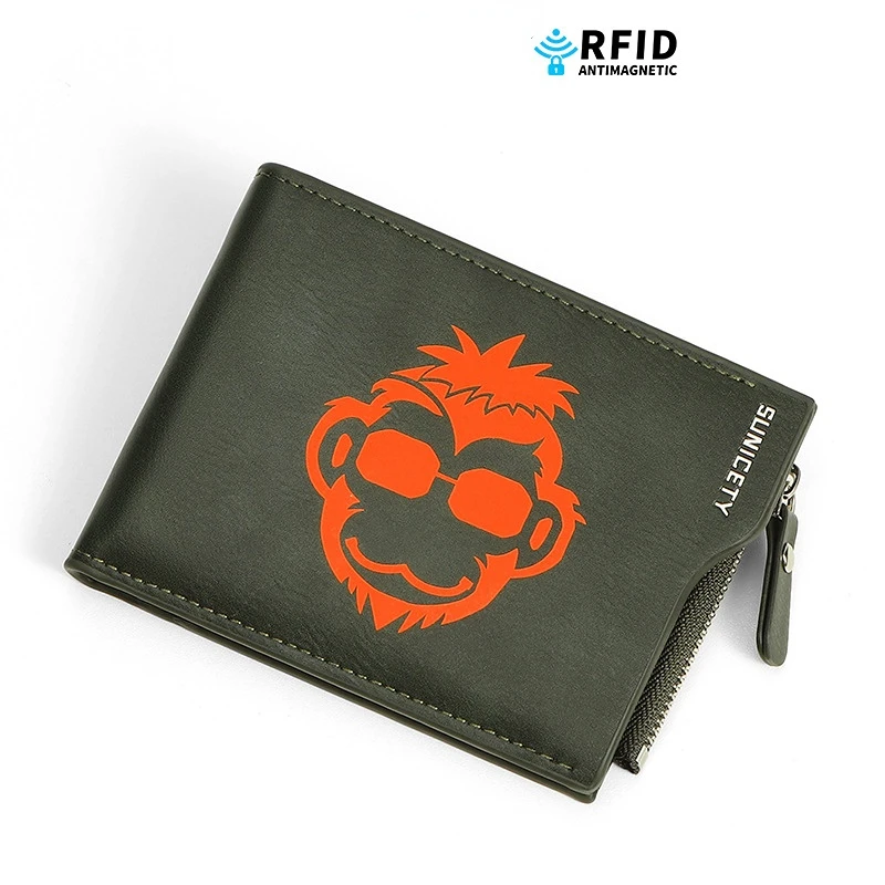 Hip Hop Style Men's Wallet Anti theft swiping Multi card position Card Bags Horizontal style Multifunction Two fold Purse Male