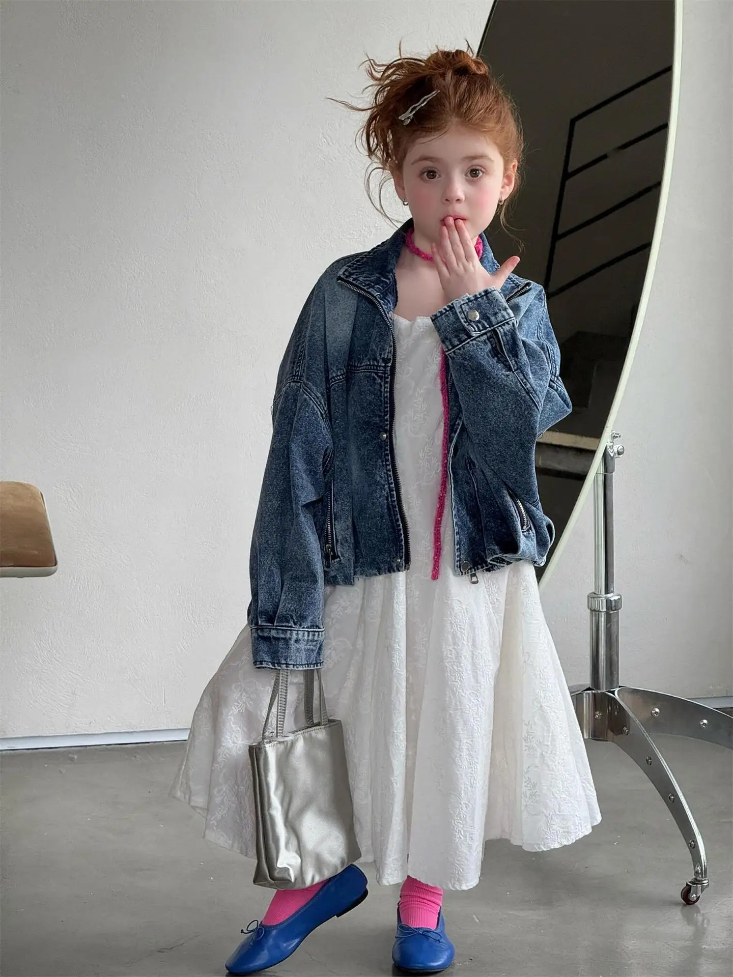 여아 코트 2026 봄 여름 신상 아동복 한국 스타일 여아 베이비 웨스턴 스타일 레트로 멋진 숏진