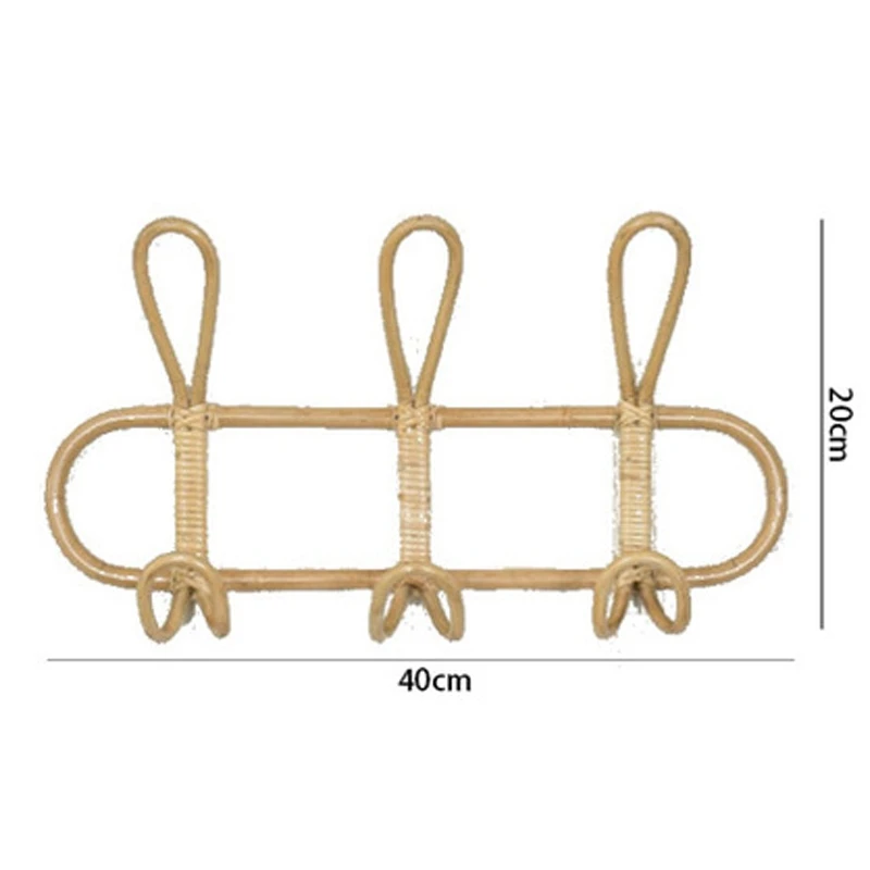 Rattan Wall Hooks Clothes Hanger Kids Garments Organizer Rack Clothing Storage