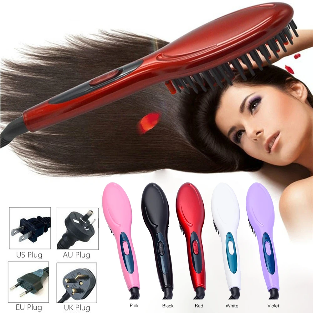 Professional Electric Hair Straightener Brush Straight Heating Comb Styling Massager Fast Comb Irons Easy Straight Salon Style professional 9 mm hair curler ceramic coating curling iron wand curler hair curling irons small men s hair curler iron