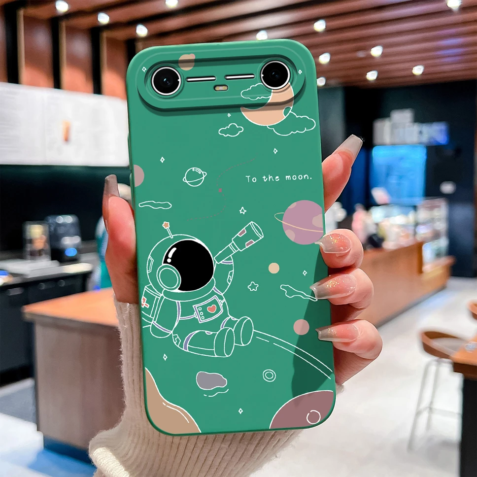 Lovely Astronaut Cartoon Soft Silicone Shockproof Phone Case with Full Protection