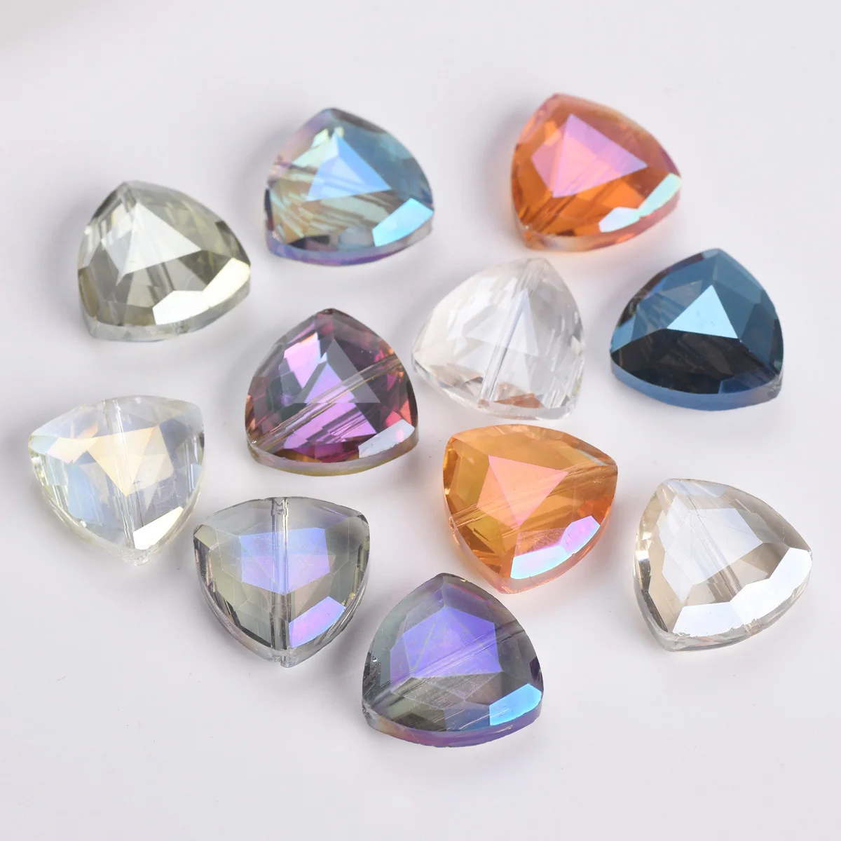 10pcs 18mm Colorful Triangle Faceted Crystal Glass Loose Beads for Jewelry Making DIY Crafts Findings