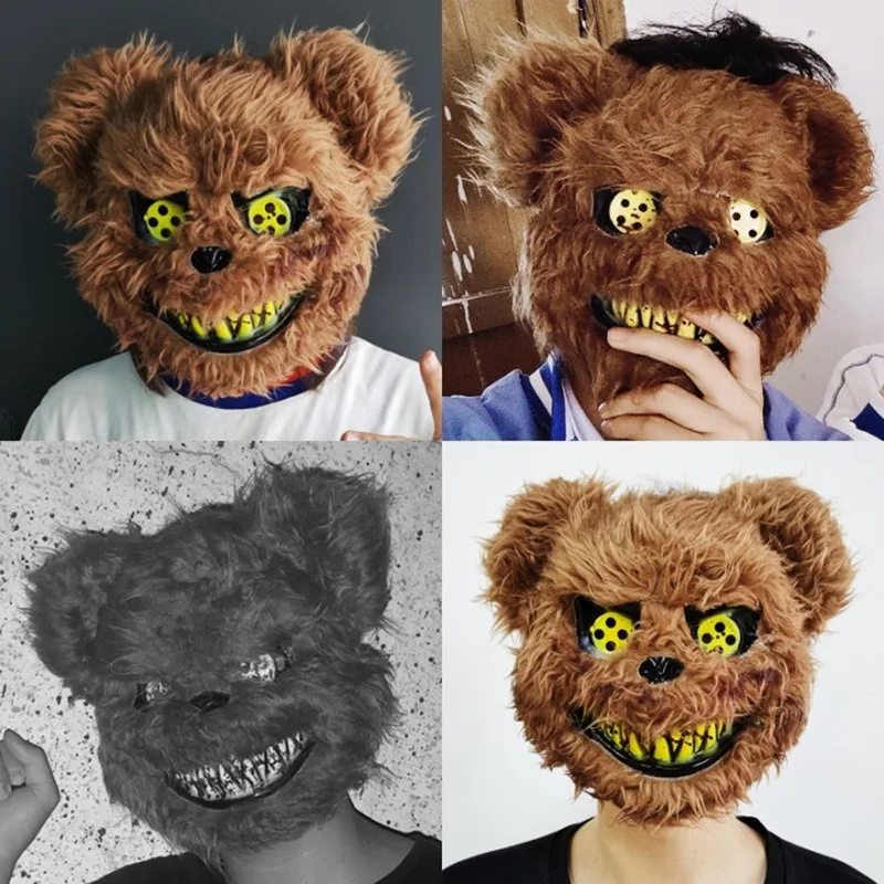 Halloween Bloody Rabbit Cosplay Mask for Men Women Evil Bear Head Cover Masks Cosplay Party Costume Accessories Headgear Props