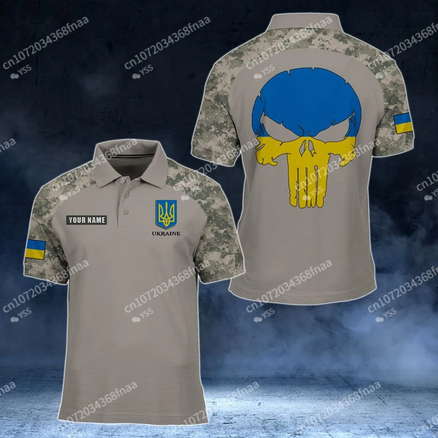 

Рубашка-поло с украинским флагом 2023, рубашка-поло с 3D принтом на заказ, с вашим именем, модная повседневная мужская одежда