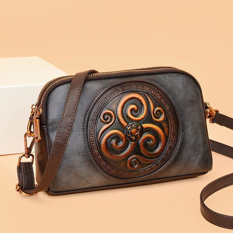 Retro Shoulder Bags for Women Small Bag Luxurious Designer Classic Double-layer Pocket 3D Embossed Diagonal Cross Bag Mom Purse - 6