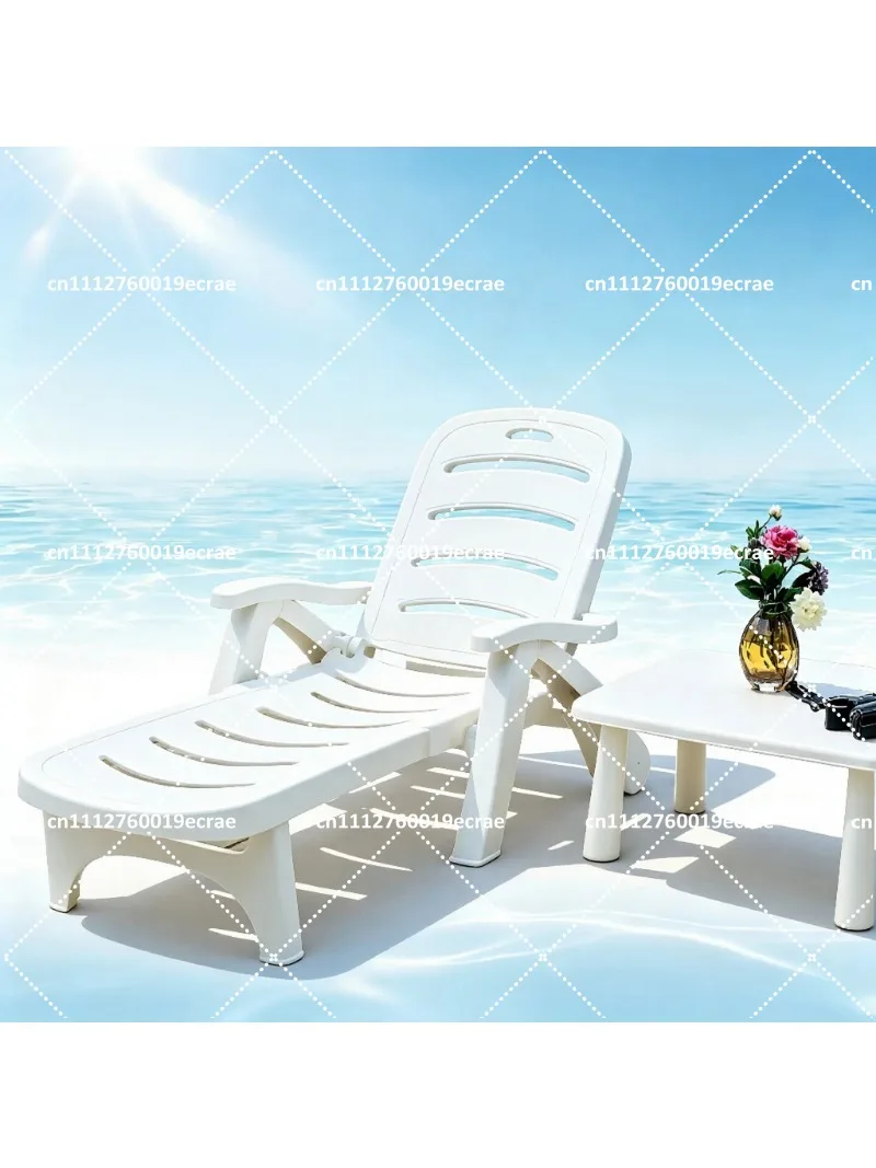 Sedia a Sdraio Pieghevole da Spiaggia con Schienale Regolabile, Reclinabile Portatile per Relax a Bordo Piscina, Giardino e Esterni - immagine 2