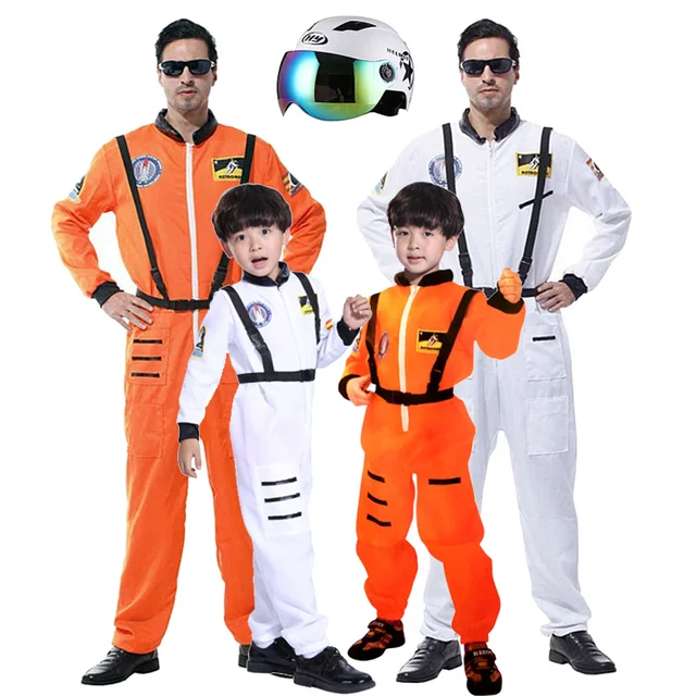 Disfraz de astronauta para bebé, niño y adulto, traje espacial, mono de piloto, traje de fiesta, Purim, Carnaval, Cosplay, casco para hombre y niño 1
