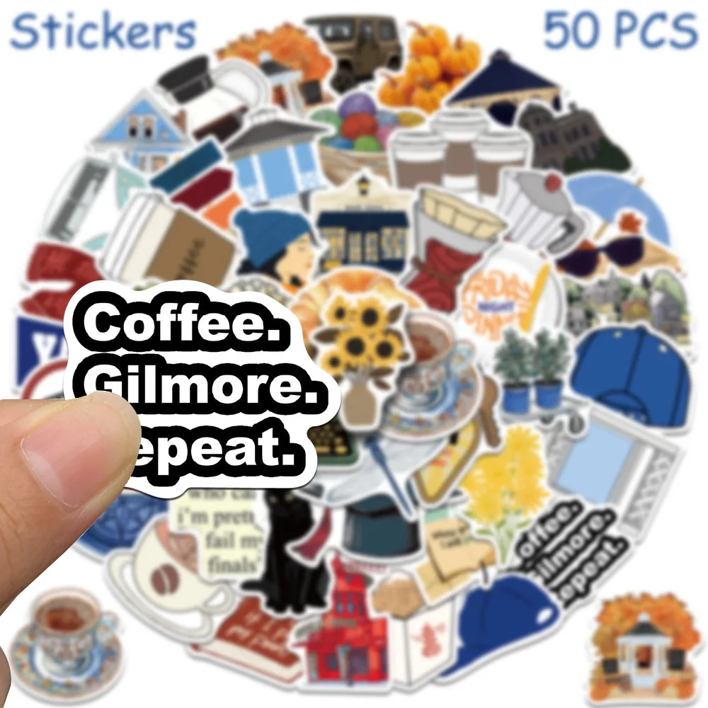 50 Stück Cartoon TV Show Gilmore Aufkleber Aufkleber für Laptop Scrapbook Skateboard Helm Gitarre DIY ästhetische wasserdichte Aufkleber – Detail 6