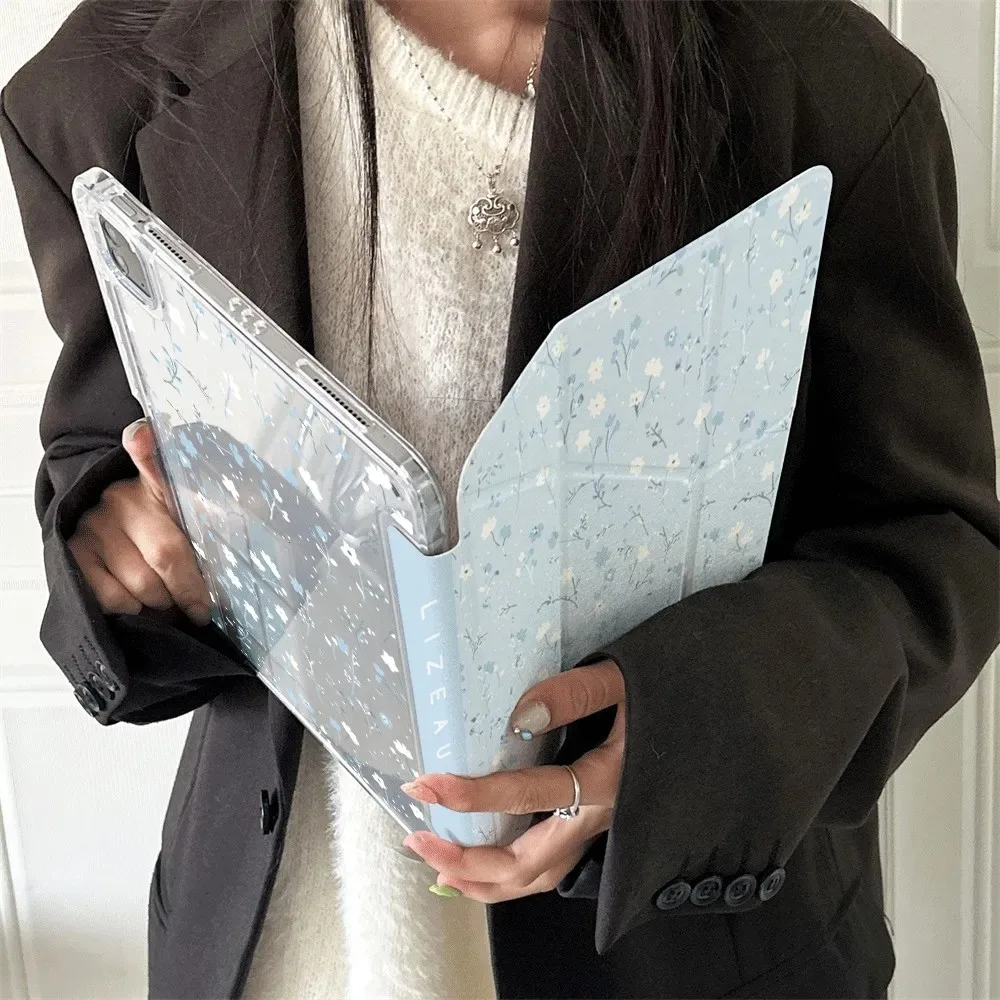 Floral Patterned 3+Y-Fold Tablet Cover