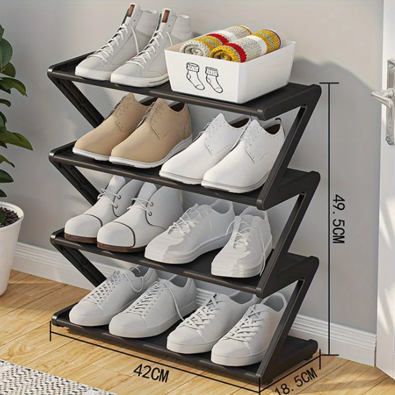 4 Tier Z Shaped Shoe Rack Stackable Storage Organizer No Tools Easy Assembly for Home Dorm Living Room 3